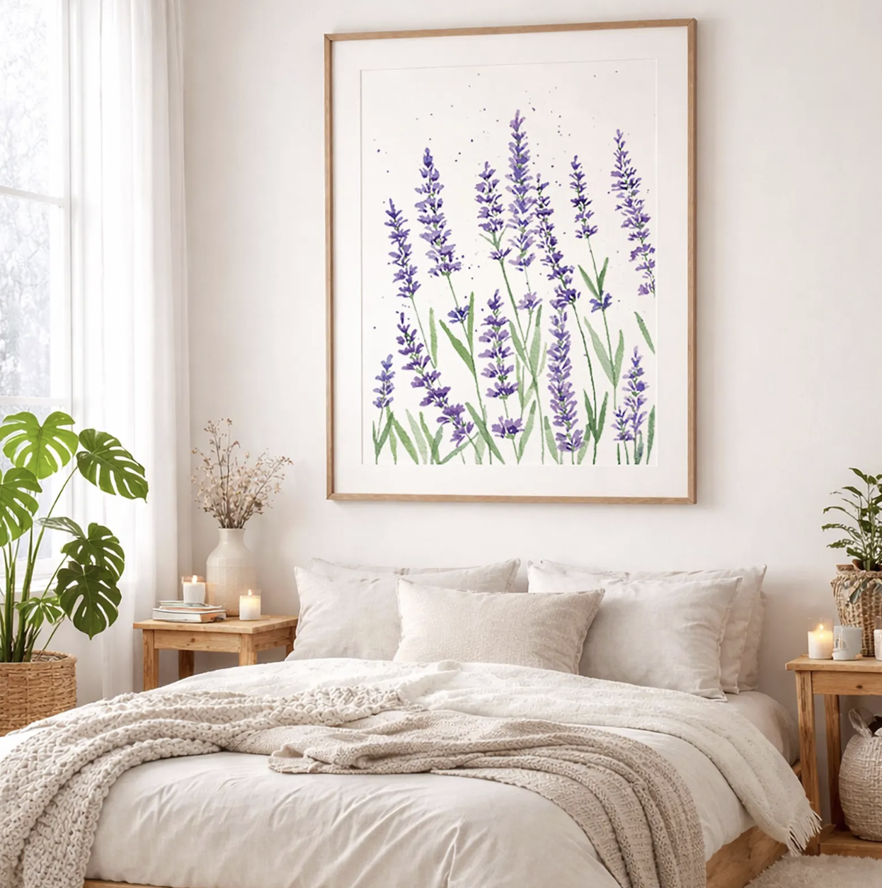Watercolour lavender fine art print